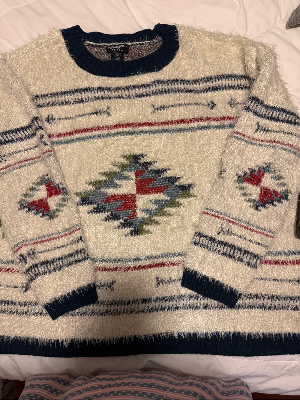 Wrangler Retro women’s  Cozy Aztec Pattern Cream Crewneck Sweater